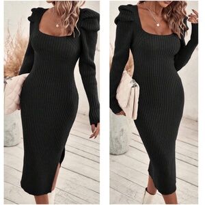 Black Long Sleeve Sweater Dress